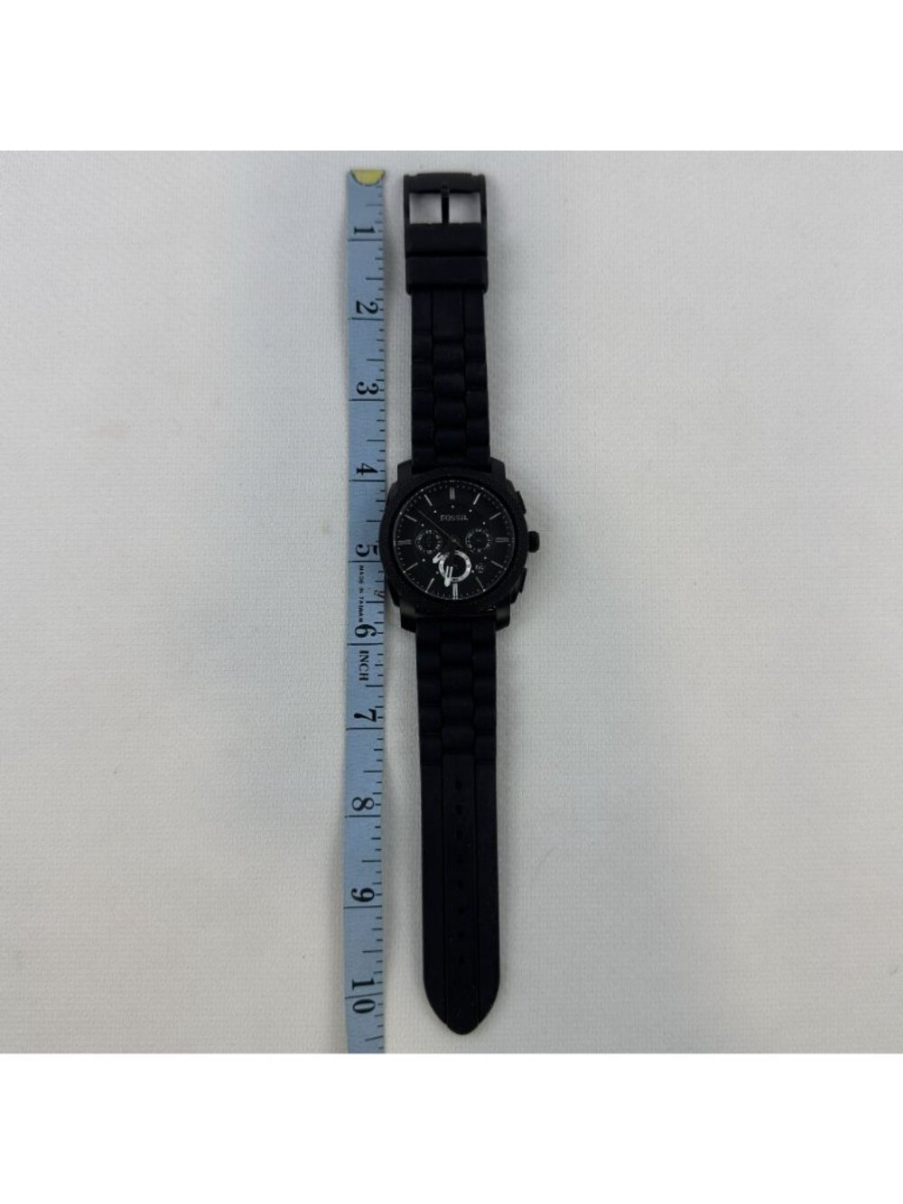 Fossil Mens Black Stainless Steel Chronograph Watch FS-4487 Silicone Strap - Picture 8 of 16